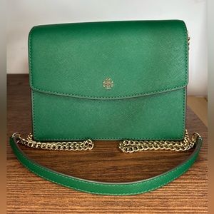 Tory Burch Emerson Envelope Adjustable Shoulder Bag in Emerald Stone